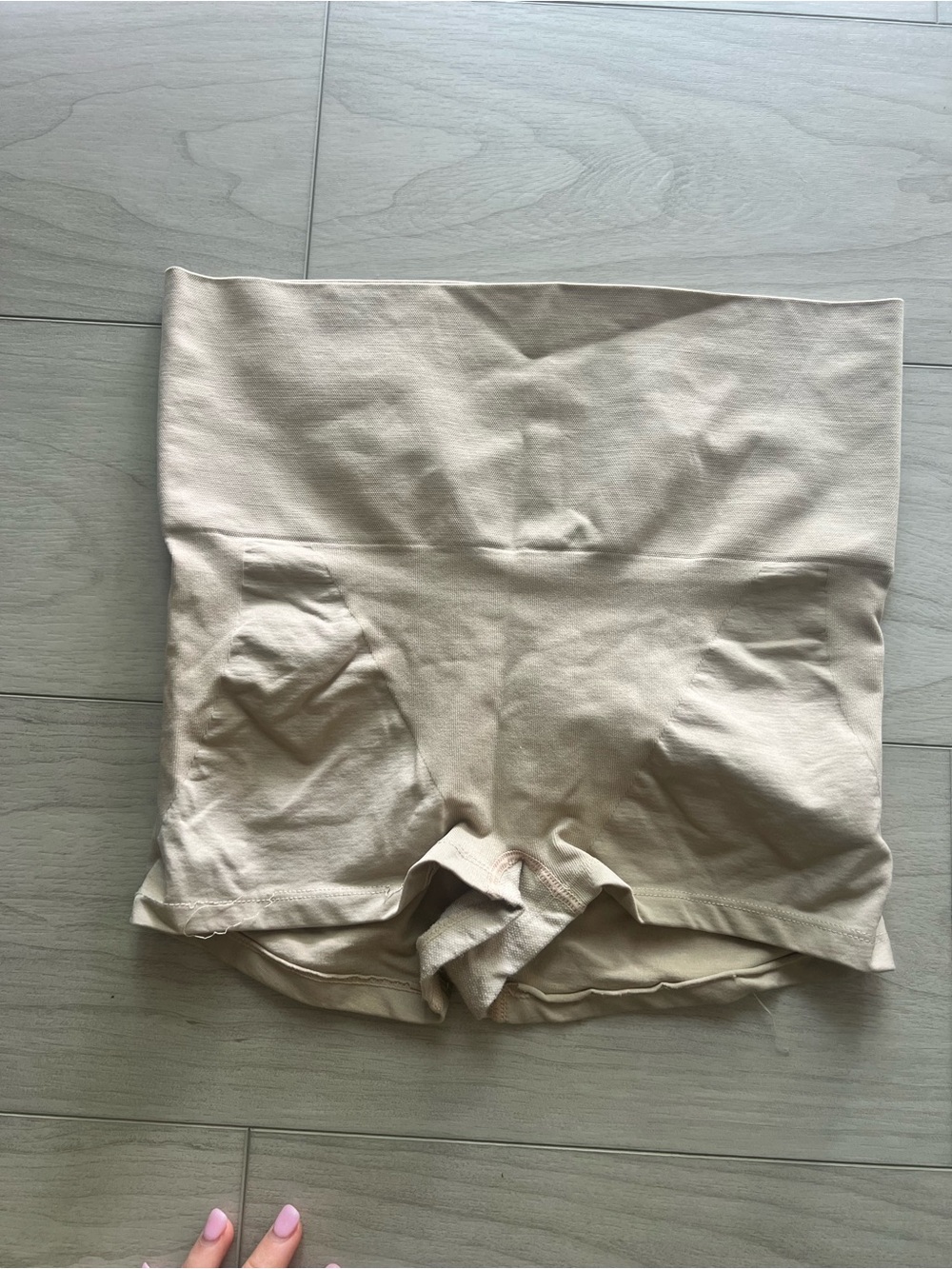 High-Waist Shaping Shorts in Light Beige